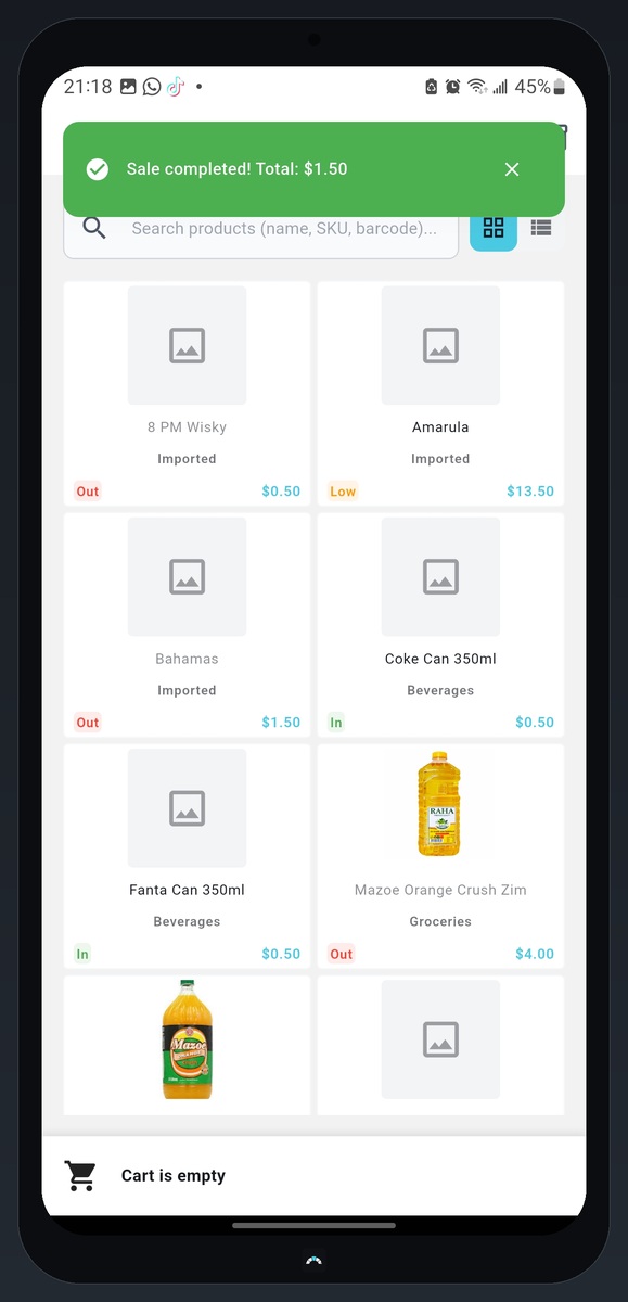 SmartSync mobile point of sale completing a sale
