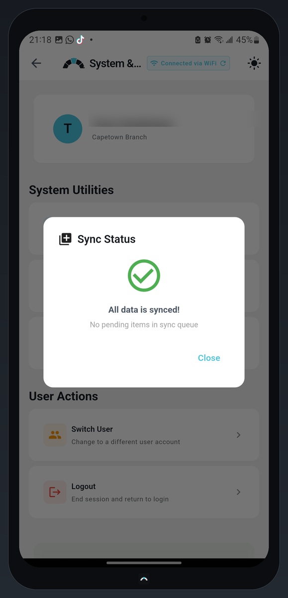 SmartSync mobile POS sync status